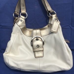 Coach Cream/Gold Handbag Purse